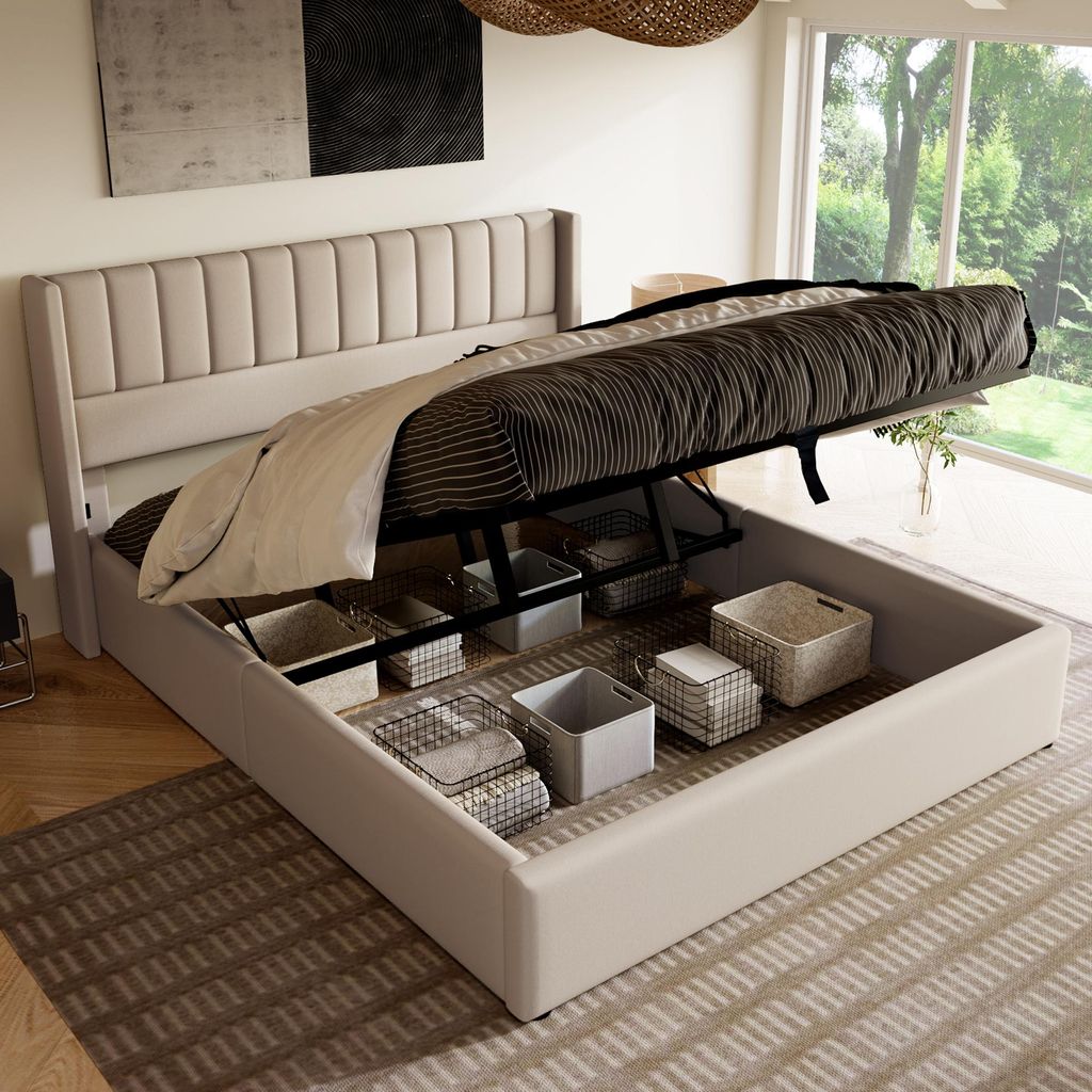 okwish Letto imbottito 160x200 cm, letto matrimoniale con Immagine del prodotto 