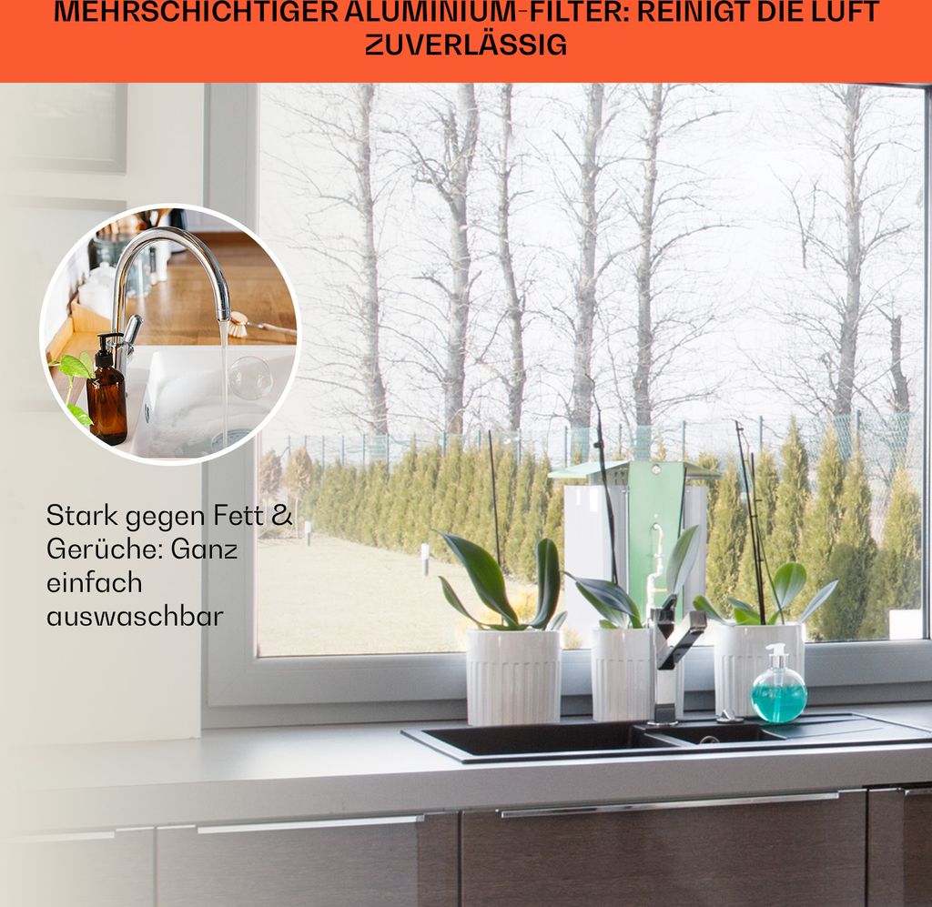 Futurelight Smart Inselabzugshaube Umluft 420m³/h LED Produktbild 6