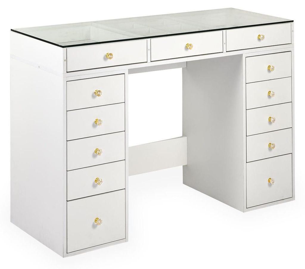 MENZZO Coiffeuse moderne avec 13 tiroirs et plateau en Image du produit 