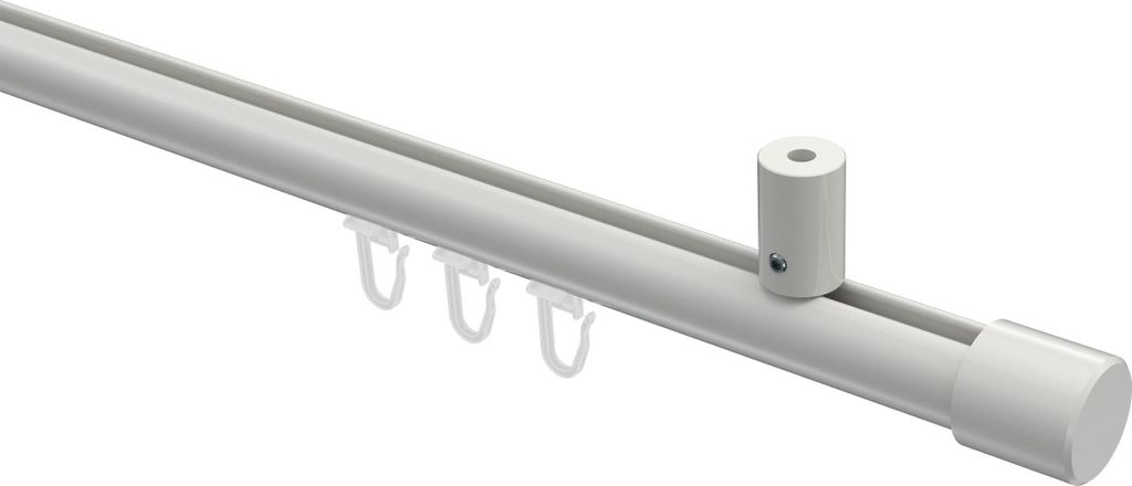 Interdeco Innenlaufstange / Gardinenstange mit Innenlauf Weiß, Typ Sonius Santo (Kappe) Deckenmontage, 20 mm Ø 1-läufig, 100 cm