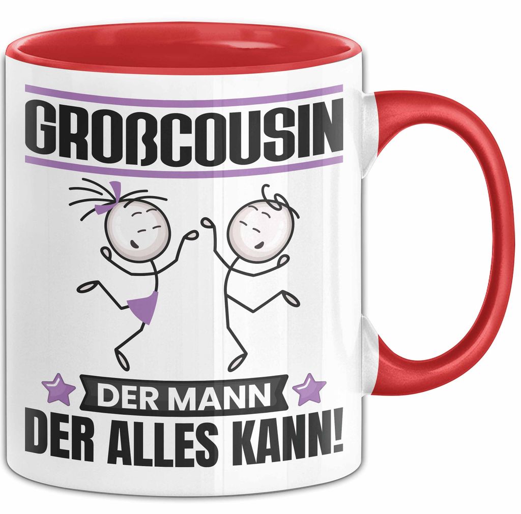 Großcousin Tasse Geschenk für Großcousin Der Mann Der Alles Kann Geschenkidee zum Geburtstag (Rot)