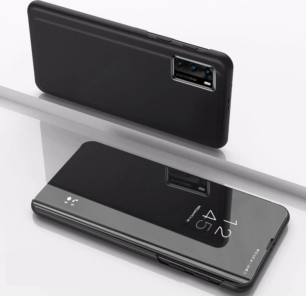 Handyhülle für Huawei P40 Smart Cover Schutzhülle Clear View Case Schwarz