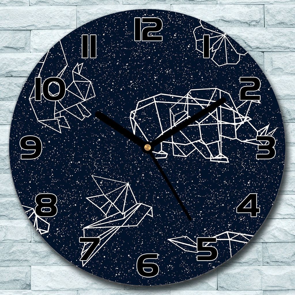 Wanduhr aus Glas Rund fi 30 Sternbild Tiere Quarz Deko Schlafzimmer Büro