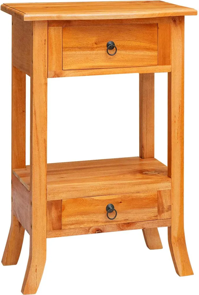Console étroite en bois naturel 50cm avec tiroir de rangement utile