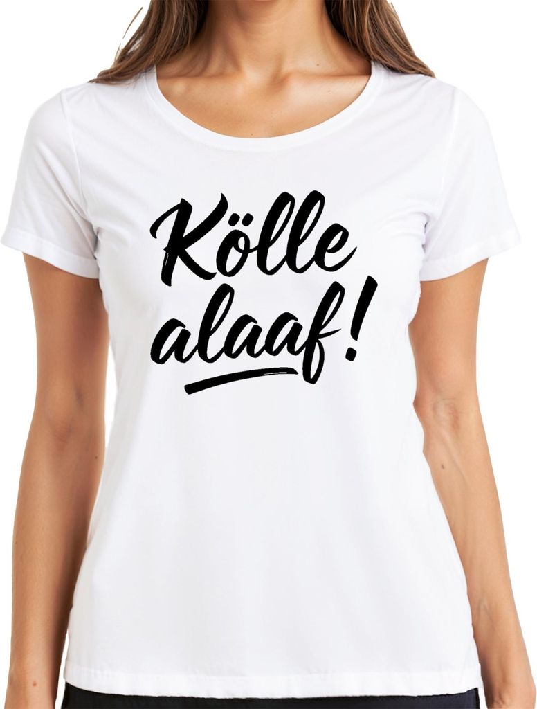Kölle alaaaf Kölsch Karneval Köln Jeck Fastnacht Fasching Narr Damen T-Shirt, Weiß, S