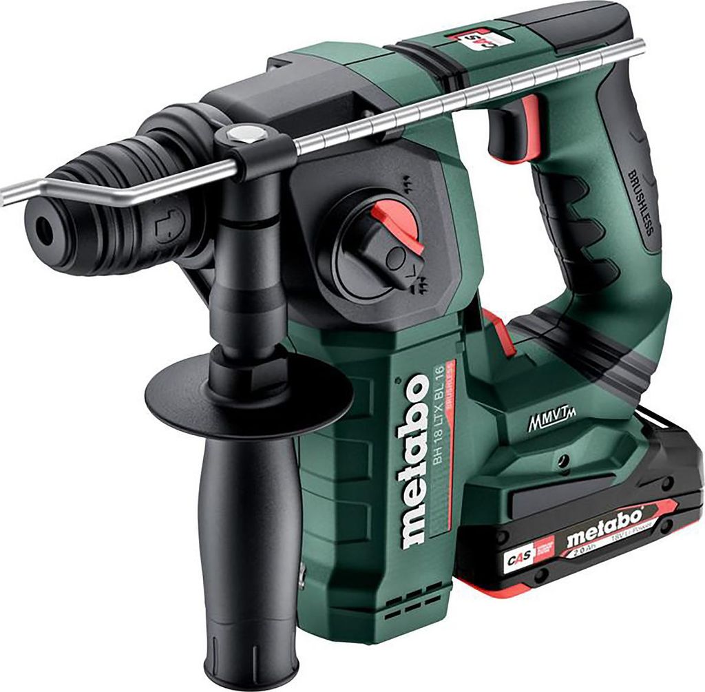 Metabo Akku-Bohrhammer BH 18 LTX BL 16, incl. 2x Akku Li-Power 2 Ah, Ladegerät, Zubehör, metaBOX