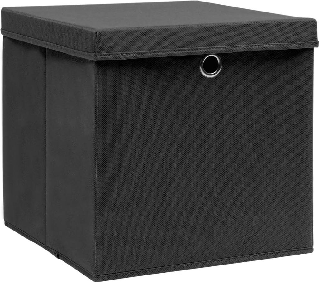 vidaXL Aufbewahrungsboxen mit Deckeln 10 Stk. 28x28x28 cm Schwarz
