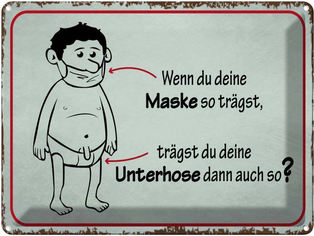 vianmo Blechschild 30x40 cm wenn du deine Maske so trägst Spruch Zitat
