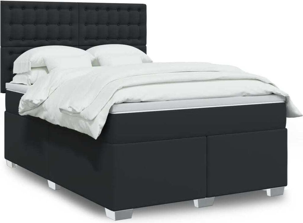 Maison Exclusive - Boxspringbett mit Matratze Schwarz 140x200 cm Kunstleder