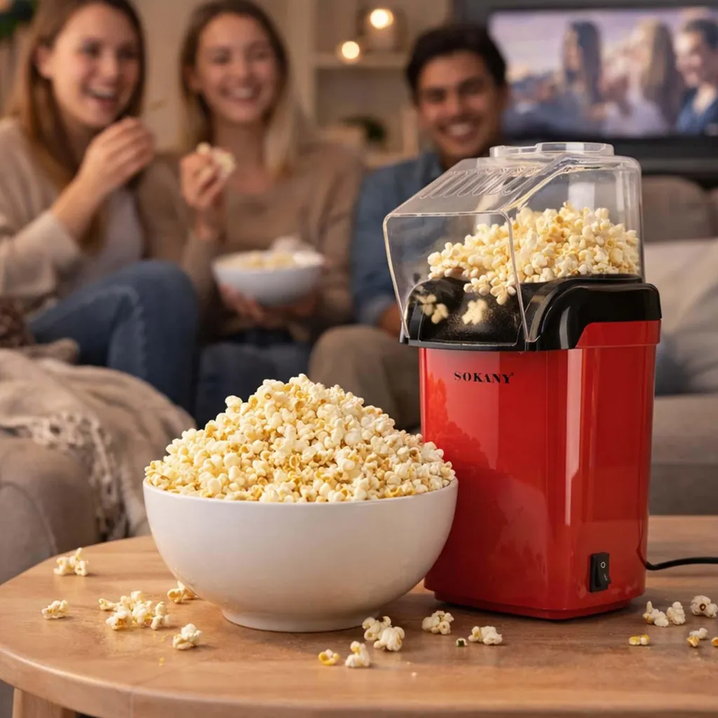 Machine à Pop-corn Électrique 1200W Sokany pour Collation Faite Maison
