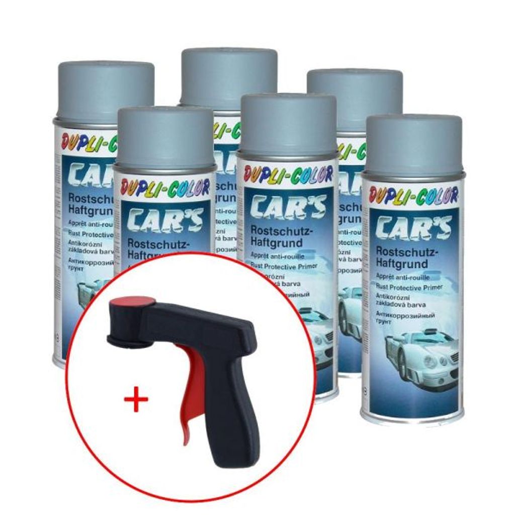 Dupli-Color Car's Rallye Rostschutz-Haftgrund grau 6x 400 ml. + 1 Spraydosen Handgriff