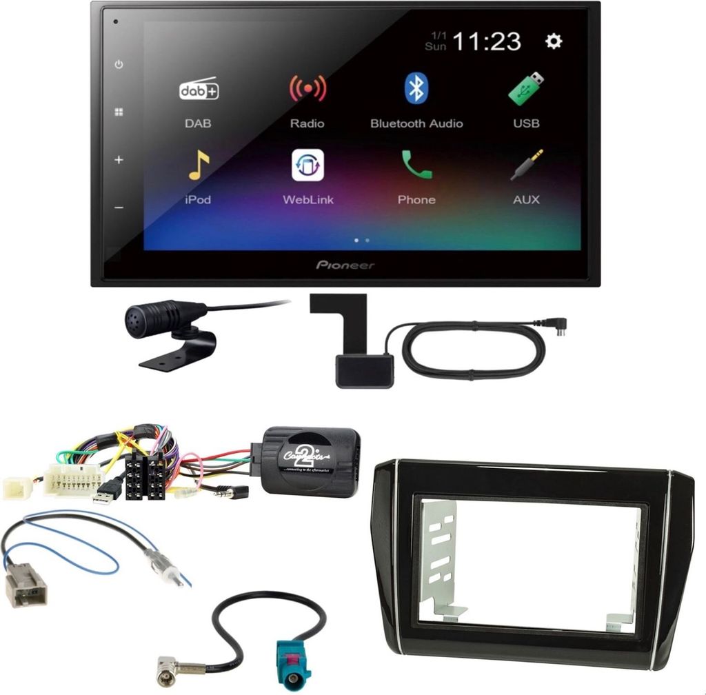 Pioneer DMH-A340DAB USB MP3 DAB+ FLAC WMA Einbauset für Suzuki Swift AZ ab 2017