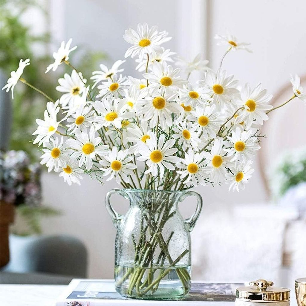 Künstliche Gänseblümchen Blumen 53cm,10 Stück für Zuhause Produktbild 