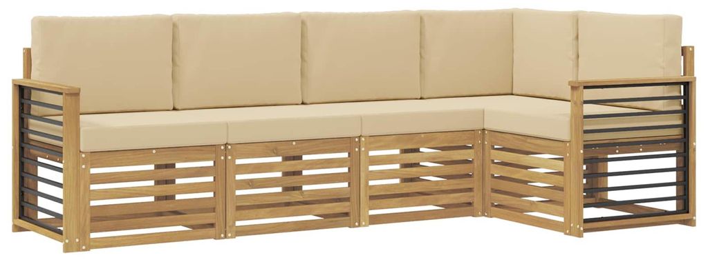 vidaXL Outdoor-Sofagarnitur 5 pcs Weiß und Beige 247 x 128,5 x 73 cm
