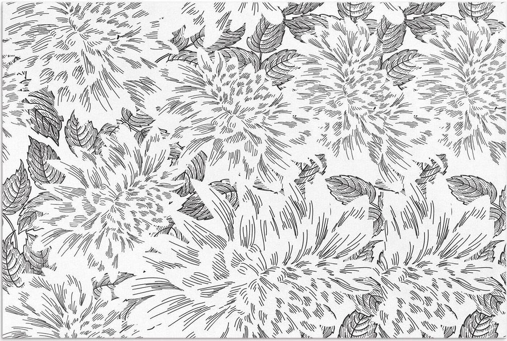 Skizze von stilvollen Wiesenblumen – Vinylteppich – 150x225 cm – Outdoor Teppich – Terrasse – Wetterfest – Modern