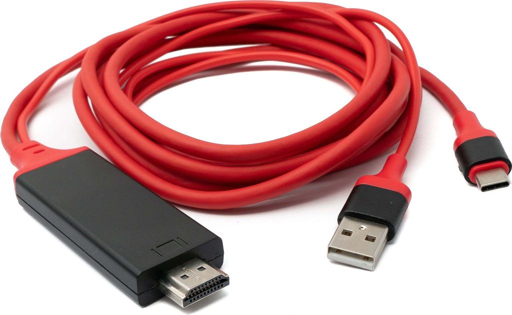SYSTEM-S HDMI Y Kabel 180 cm 4K Standard Buchse zu USB 3.1 Typ C Stecker & 2.0 A Stecker