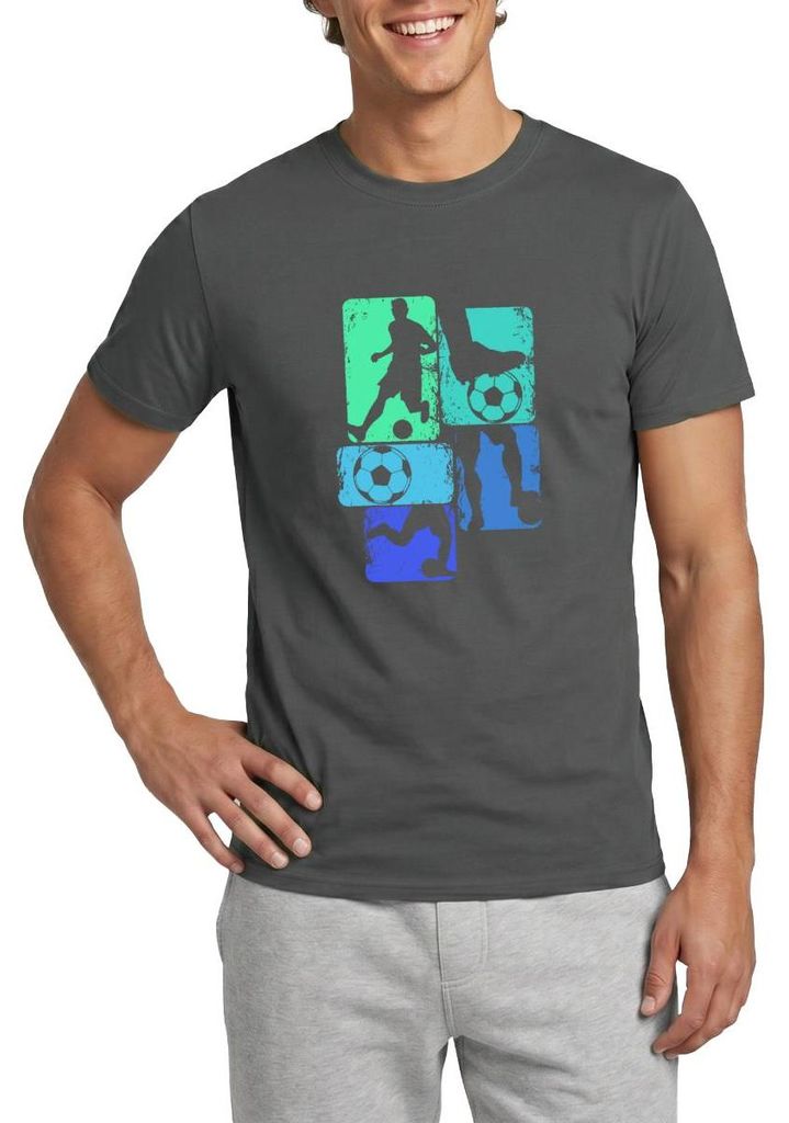 Spreadshirt Fußballspieler Silhouetten Mit Bällen Für Papa Männer T-Shirt, M, Anthrazit