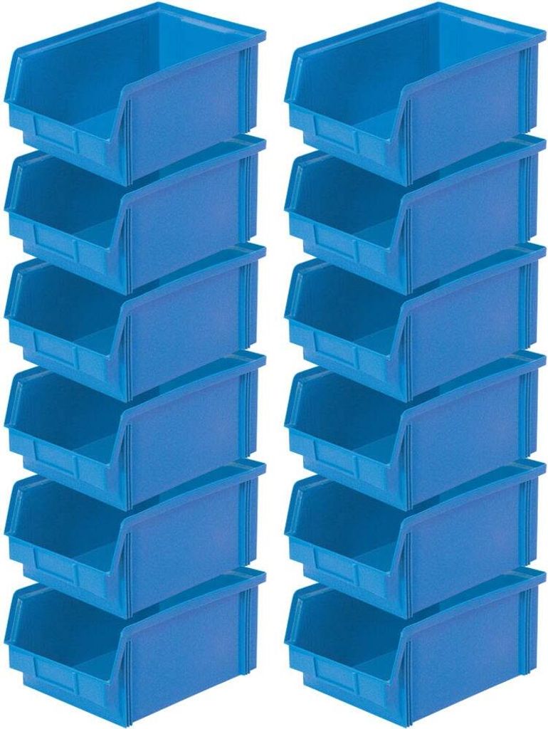 12x Sichtbox"CLASSIC“ FB 3Z, LxBxH 350/300x200x145 mm, Inhalt 8,7 Liter, blau
