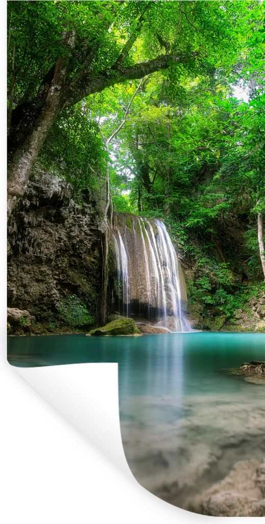 MuchoWow Wandtattoo Wandsticker Wandaufkleber Erawan-Wasserfall in Kanchanaburi, Thailand. 60x120 cm Selbstklebend und Repositionierbar - Selbstk...