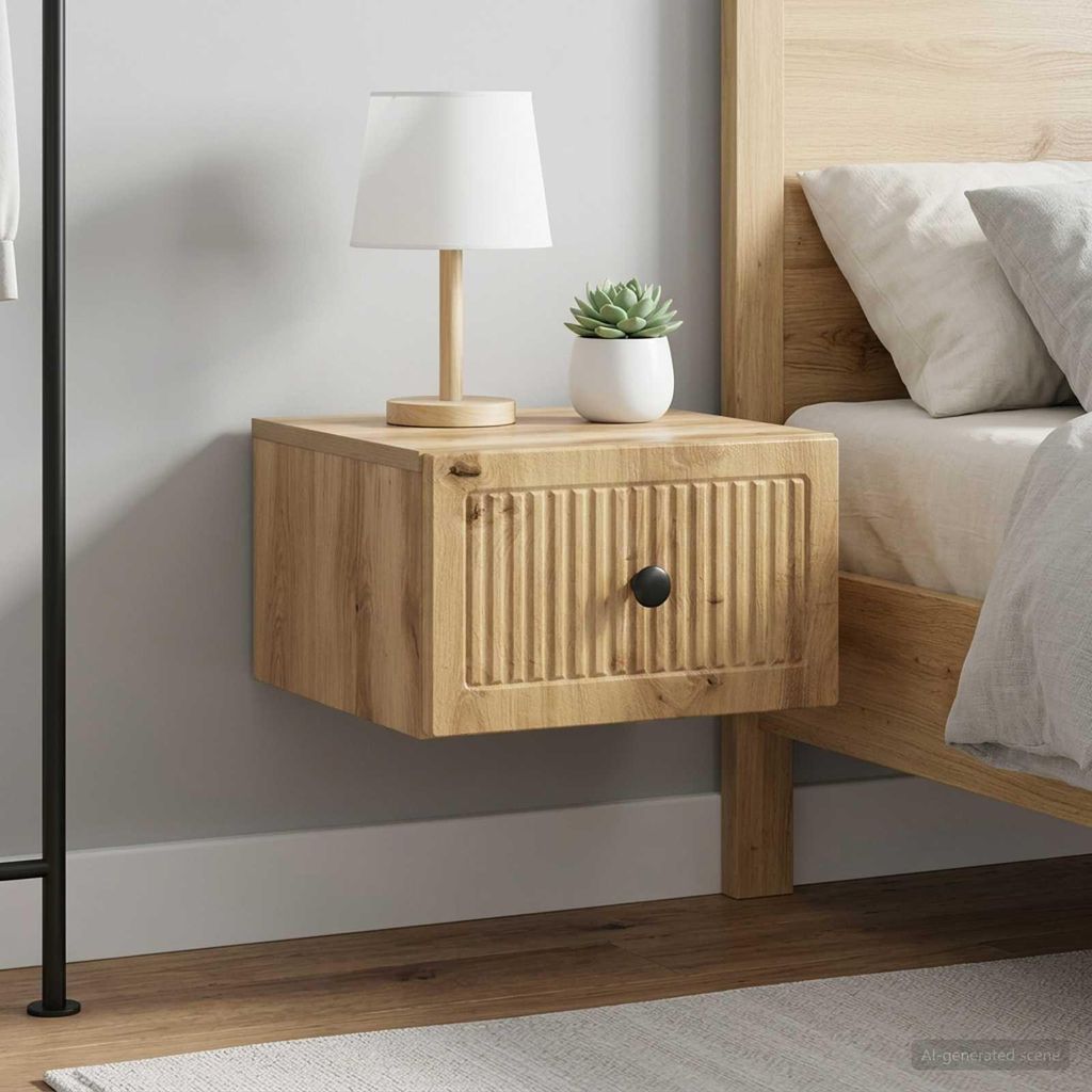 vidaXL Table de chevet murale, lot de 2, en bois imitation Image du produit 