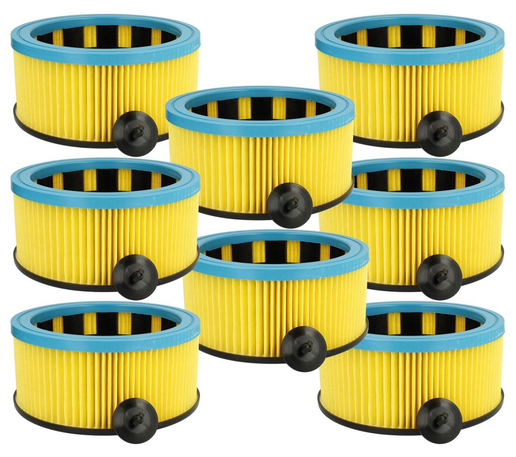 vhbw 8x Faltenfilter Ersatz für Metabo 631753000 für Staubsauger - Patronenfilter Gelb Schwarz Blau Abwaschbar