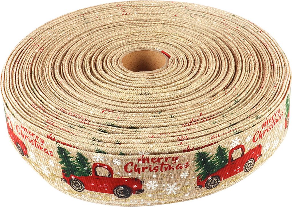 1 Roll Christmas Ribbon Festliche Mehrzweck-Zierleichter, leichter glitzernder gedruckter Geschenkverpackungs-Dekorationsband für Party-Orange ,Gr...