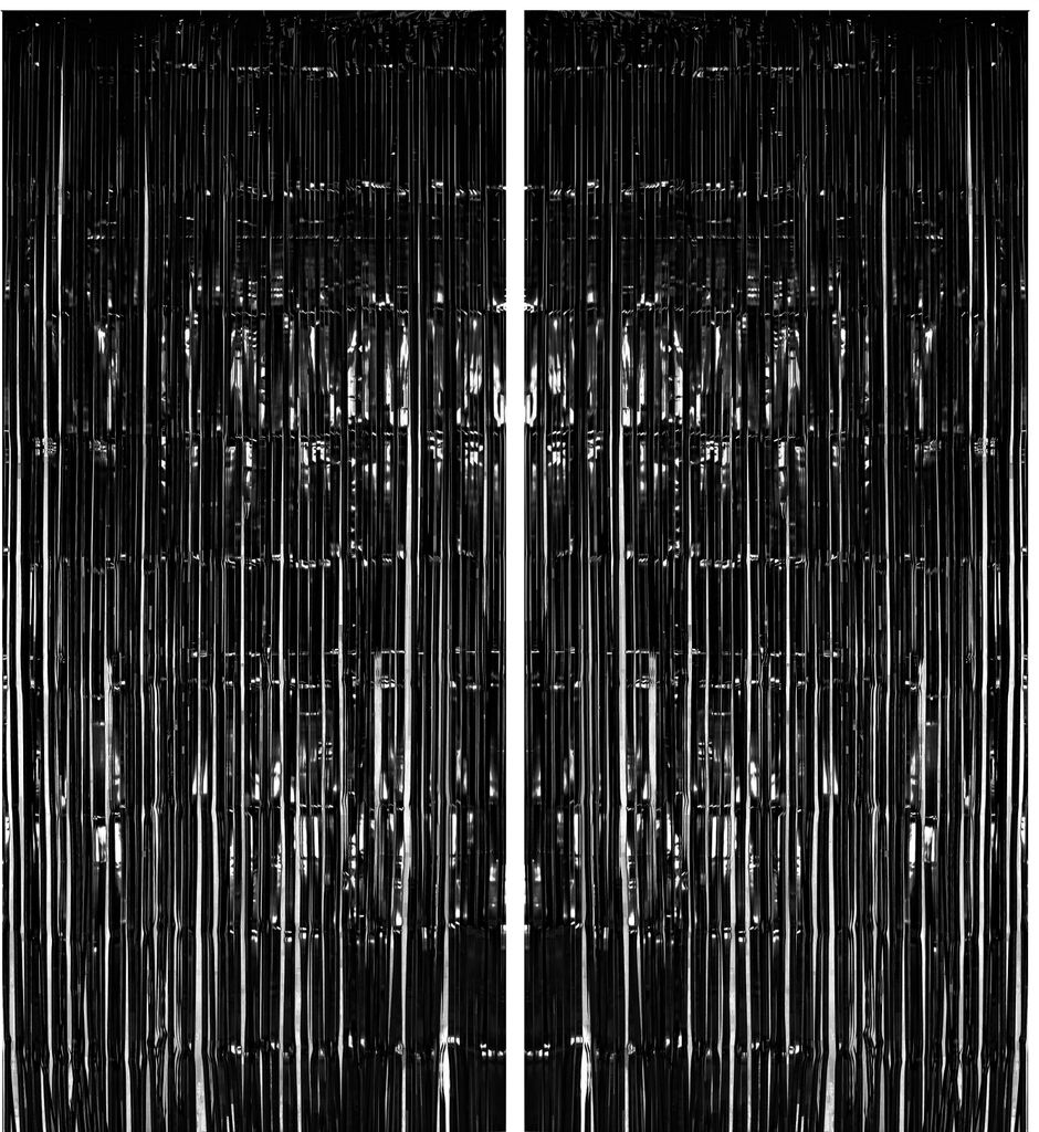 2x Lametta Vorhang - schwarz - 91x244 cm Produktbild 