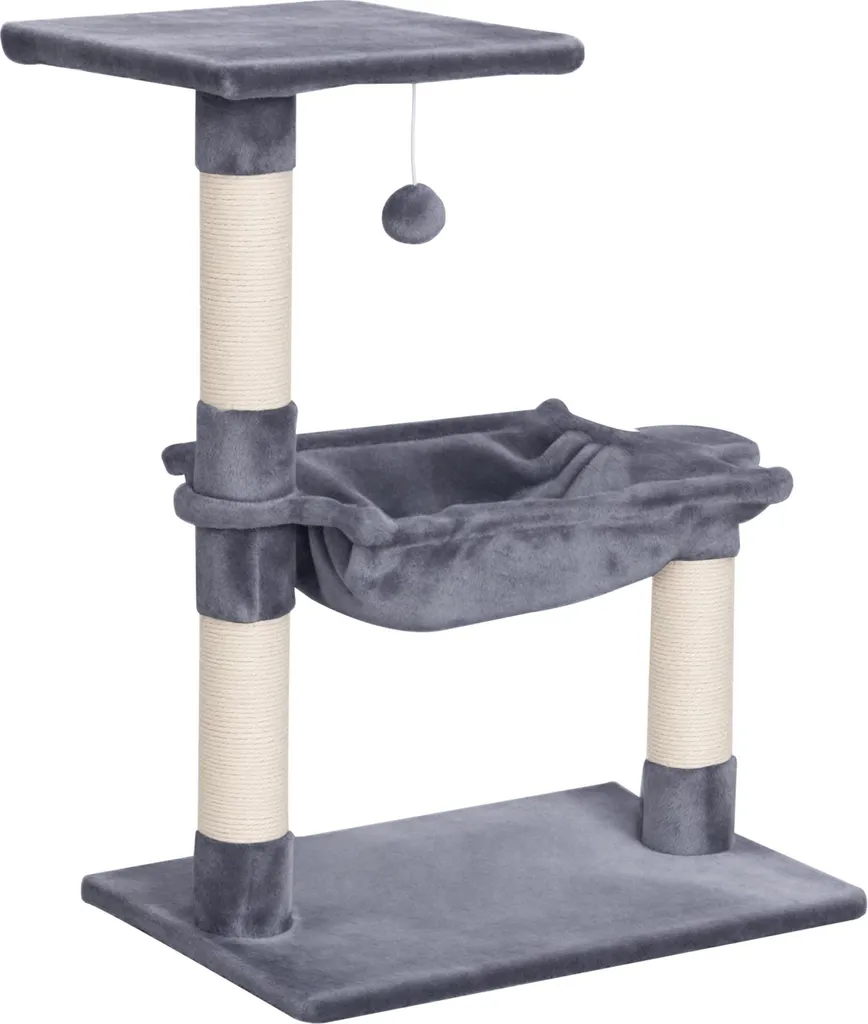 Petit arbre à chat pour appartement avec griffoir sisal et dodo gris