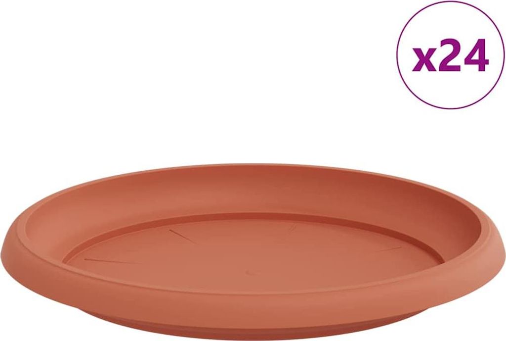 Runde Blumenplatte 24 pcs Ziegelrot Ø 21,5 x 2,5 cm Kunststoff