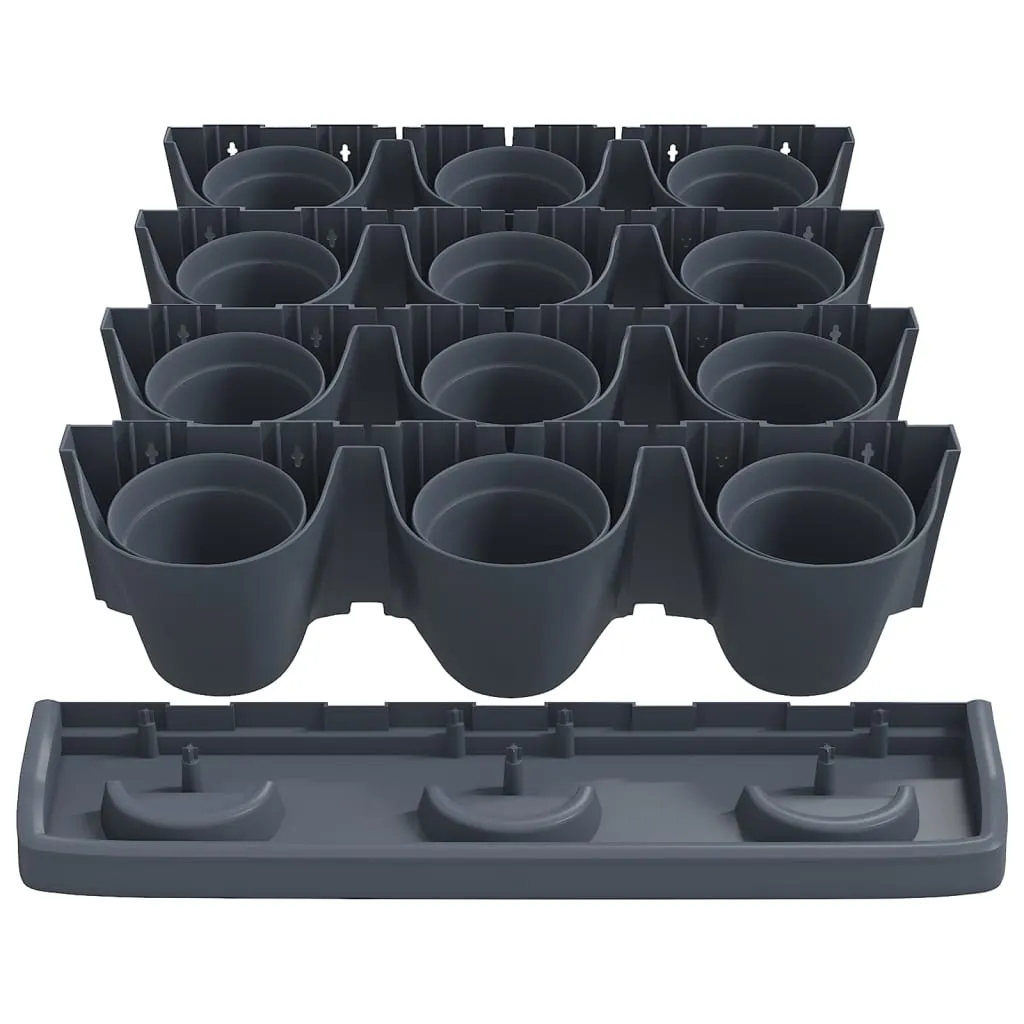 Set 12 Pots Verticaux en Polypropylène Anthracite - Durable et Modulaire