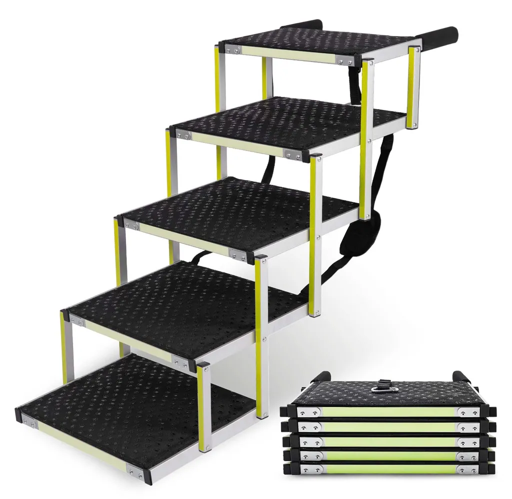 Escalier Pliable pour Chien Grand Format - Rampe SUV de 5 Marches en Alu