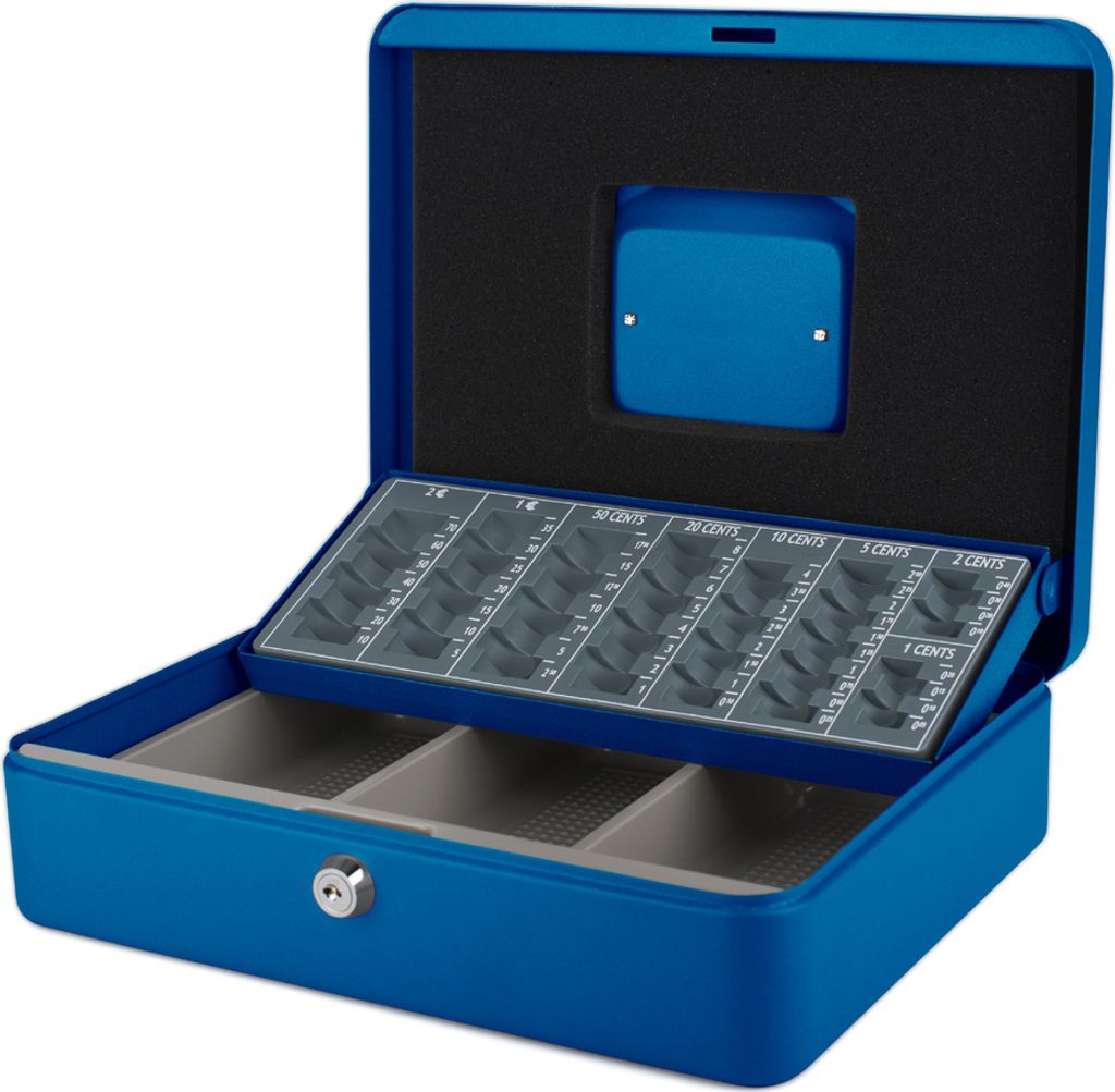 pavo Geldkassette mit Zähleinsatz blau 1 Tragegriff