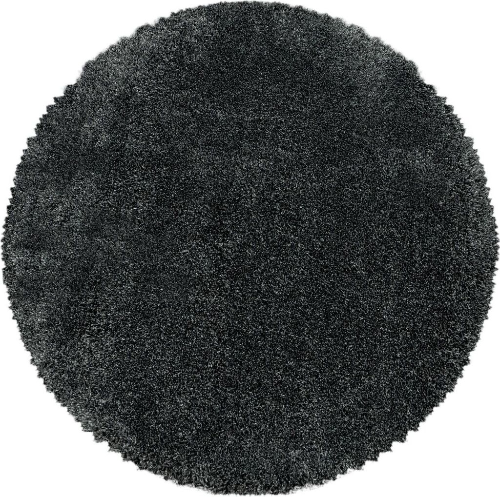 Hochflor Teppich Francesca rund, Farbe: Grau, Größe:200 cm rund