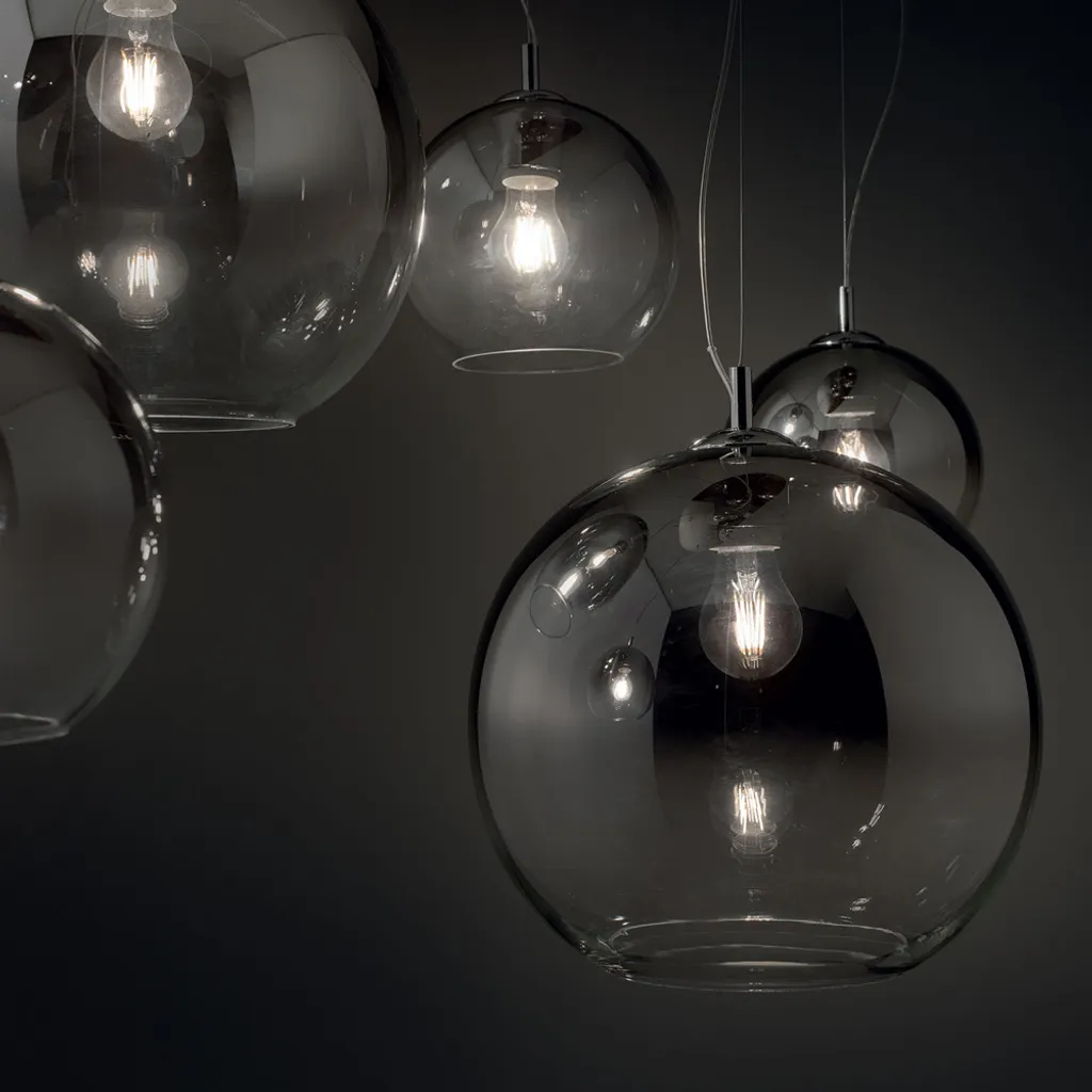 Suspension de cuisine et salon Discovery Fade Chrome métal 1 lumière