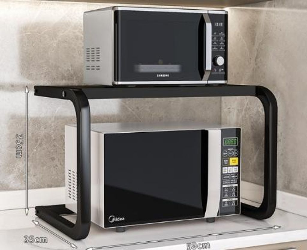 OKWISH Küchenregale Schwarz, Mehrstöckiges Ablageregal aus Metall, Platzsparender Organizer für Küche, Arbeitsplatte & Vorratsraum, Stabil & Ro...