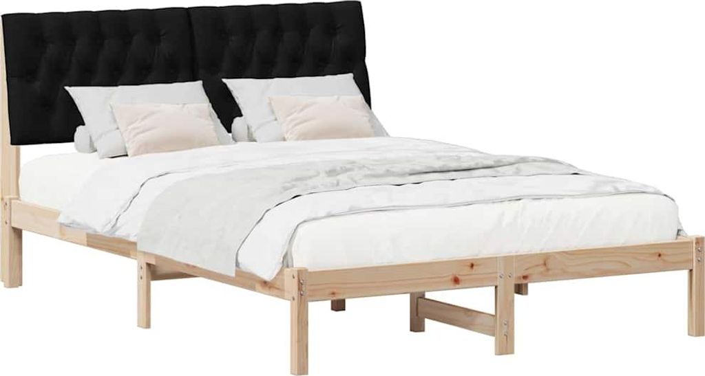 Cloris Designermöbel Bettgestell mit gepolstertem Kopfteil Braun 150 x 200cm - 2026Neu207575 - Klassische BettenJugendbett Tagesbett