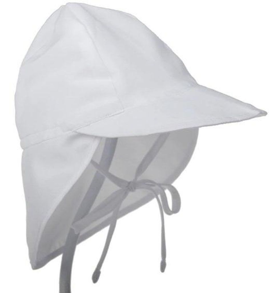 Kinder-Sonnenhut, Strandhut mit Nackenschutz und Bändern, UV-schützende Strandhut für Kleinkinder (geeignet für Kopfumfang 48-54 cm) - Weiß