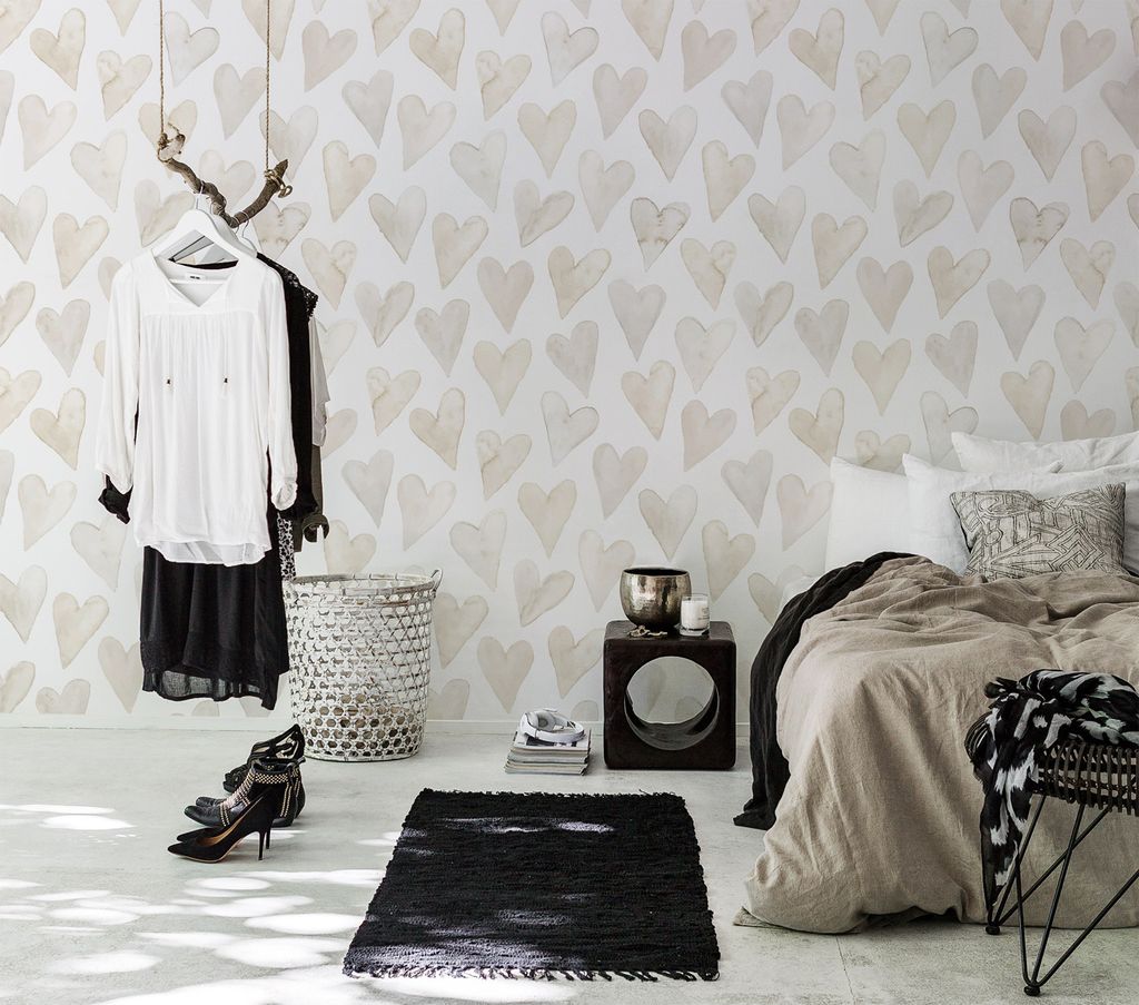 Coloray Fototapete 250x250 cm An Einer Wand Latex Latextapete - Subtile Herzen Girly.