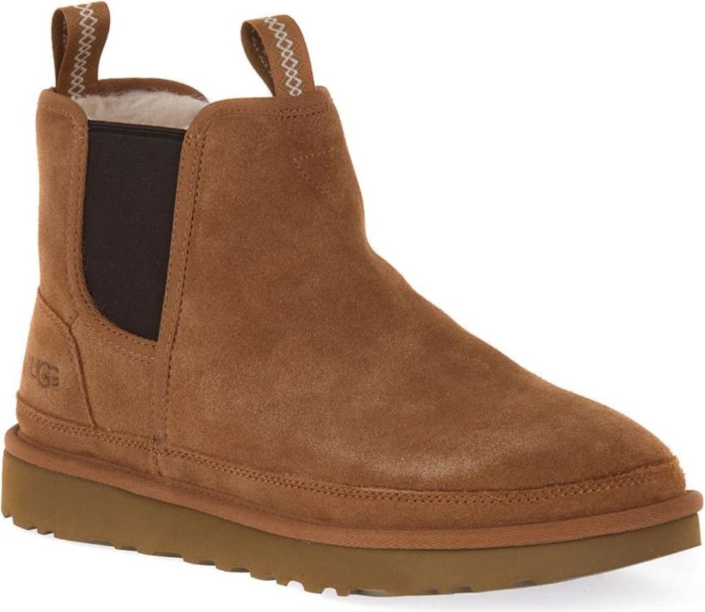 A single brown UGG boot is shown against a white background.