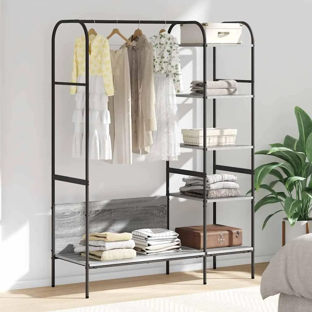 vidaXL Appendiabiti Grigio 120x44x160 cm con Ripiani - Salvaspazio Casa - 2