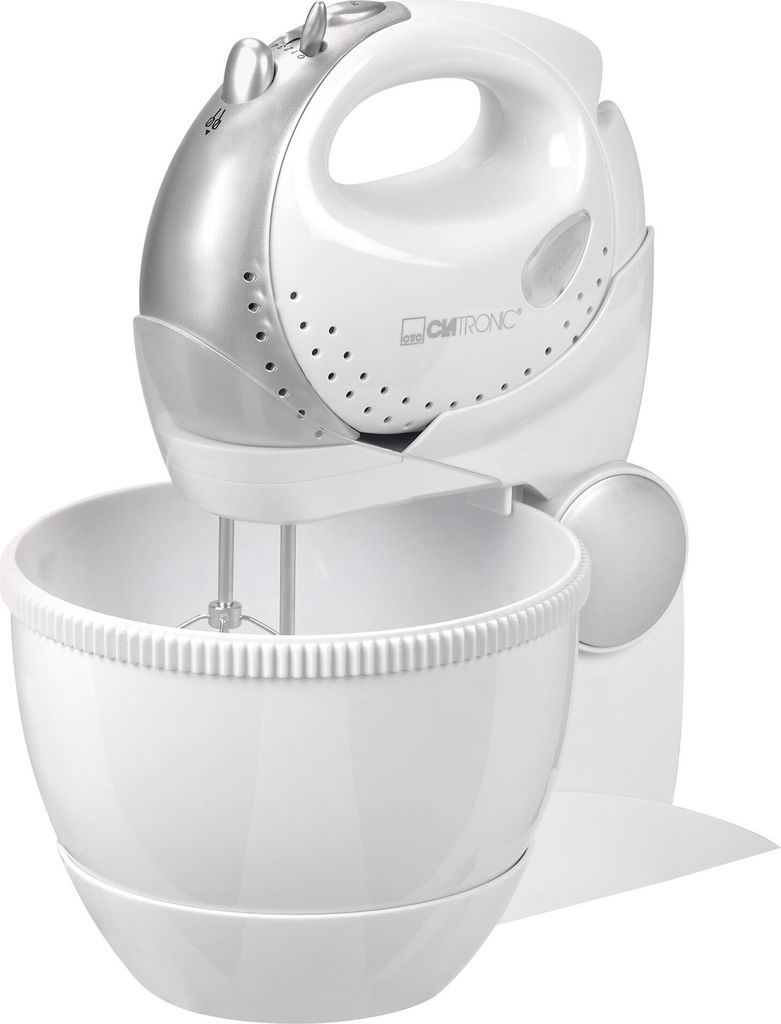 Clatronic 2in1 Handmixer-Set mit Mixstab | Edelstahlquirle & -knethaken | 5 Stufen | Zubehörteile spülmaschinengeeignet | 250 Watt | HMS 2739