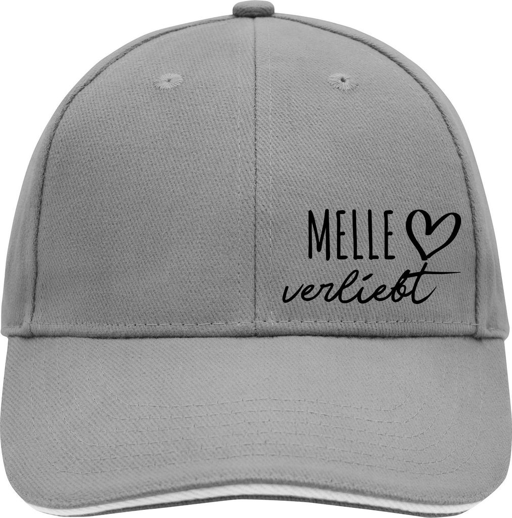 Huuraa Cappy Mütze Melle verliebt Dark Grey/White Baumwolle 6-Panel Kappe Geschenkidee