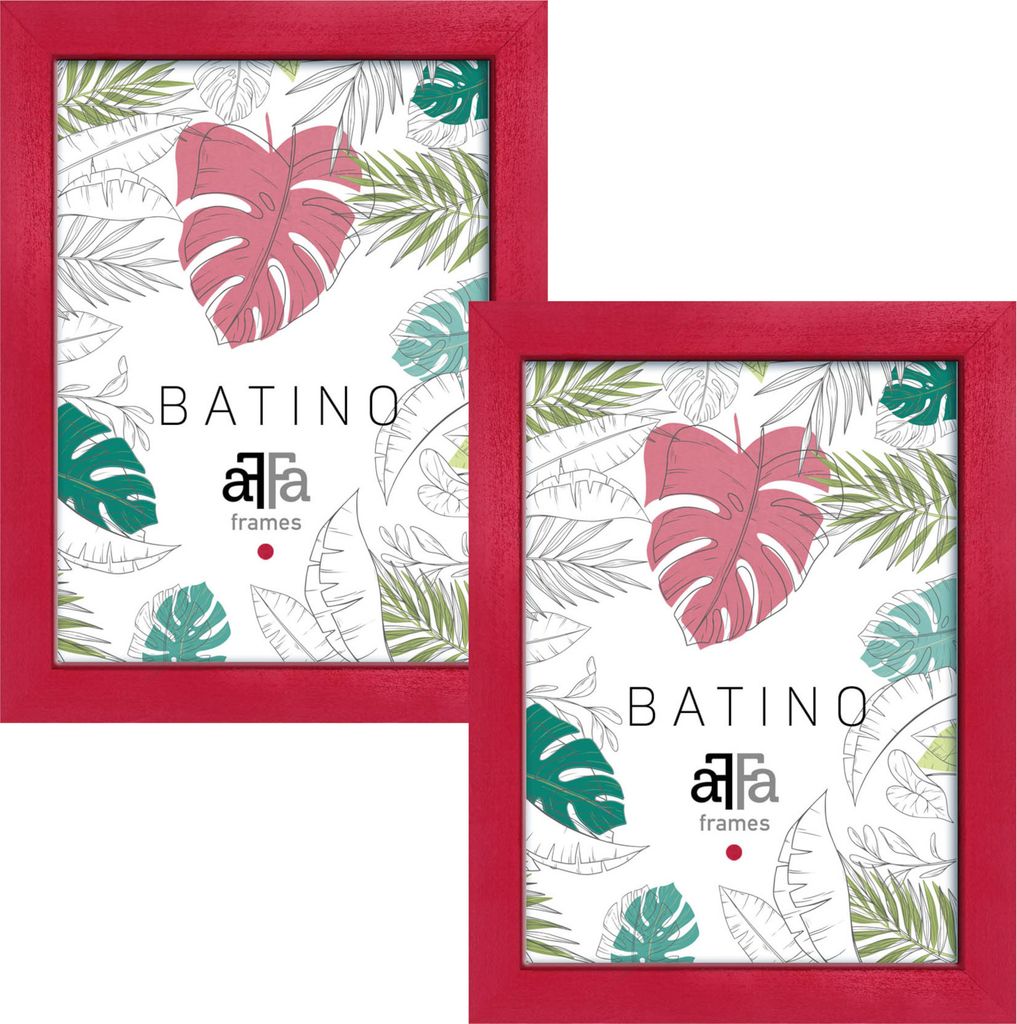 aFFa frames, Batino, Bilderrahmen aus Holz, mit Acrylglasfront, HDF-Hintergrund, Rot, 21x29,7 cm, 2er Set