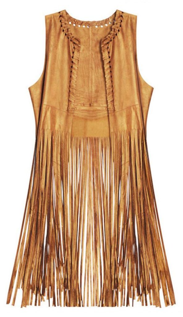 Hippie-Kleidung, Damen-Fransen, ärmelloses Hippie-Kostüm, Produktbild 