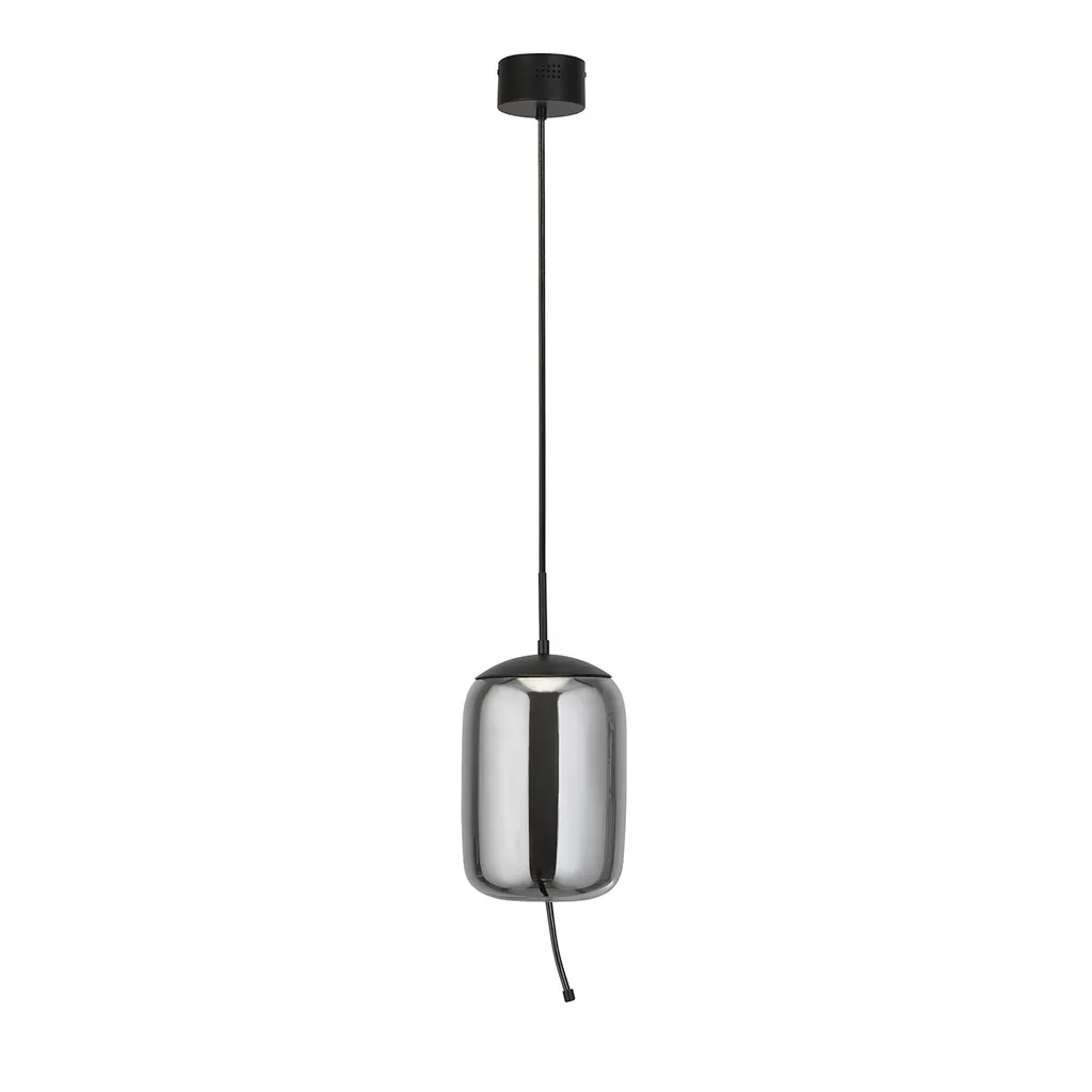 Lisbona 1Lt Ciondolo LED Vetro Fumé: Lampadario Moderno Design Nero