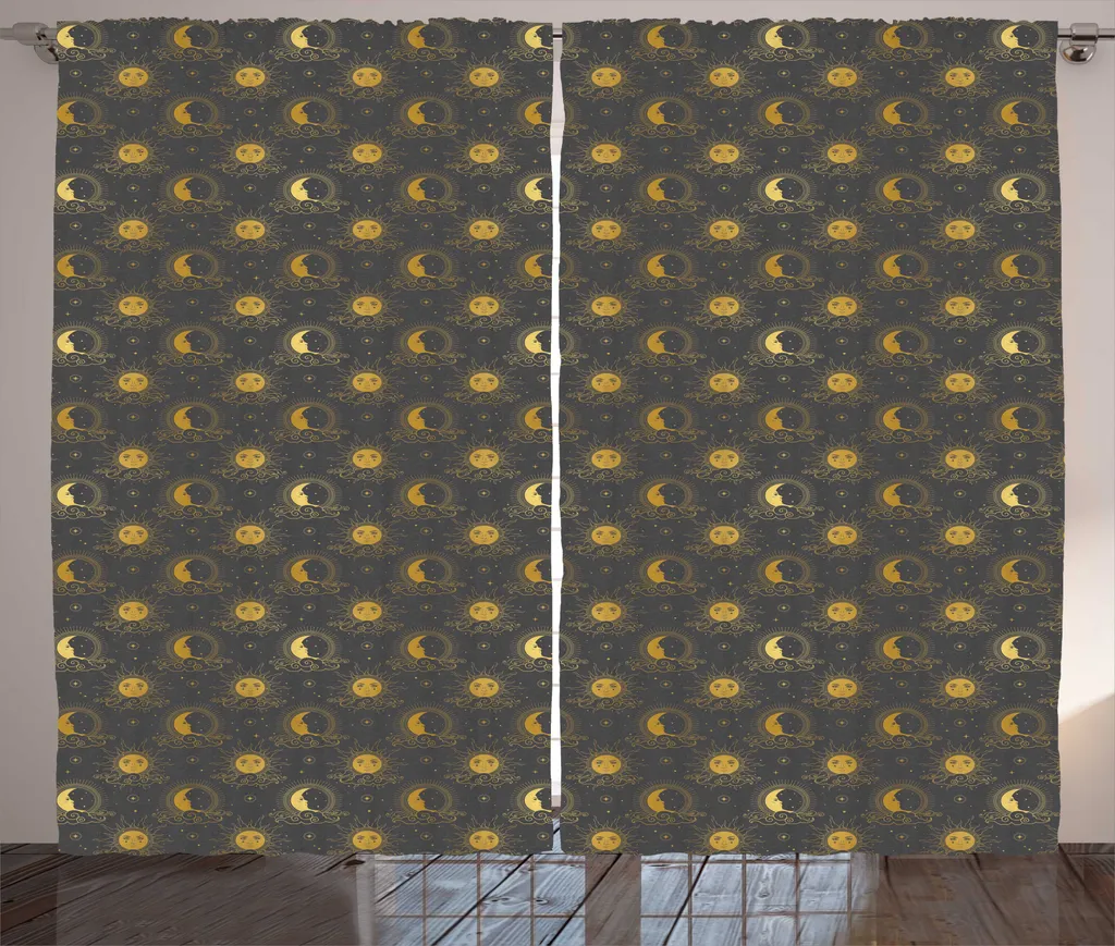 Rideau à ruban froncé pour chambre à coucher Moon Rays 280 x 225 cm