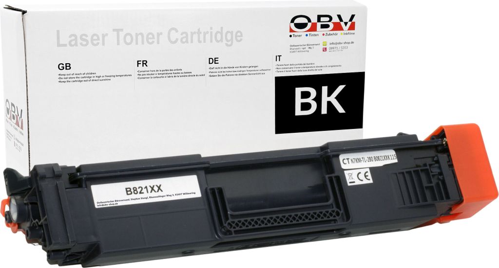 OBV Kompatibel 821XXL TN-821XXLBK Toner passend für Brother Brother HL- L9430 L9470 L9630 L9635 L9670 - schwarz 15000 Seiten Seiten