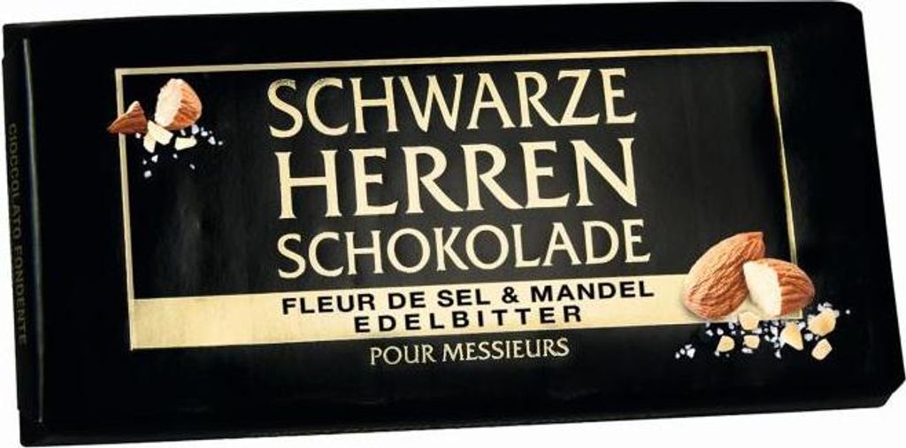 Schwarze Herren Schokolade Fleur de Sel & Mandel Edelbitter 100g