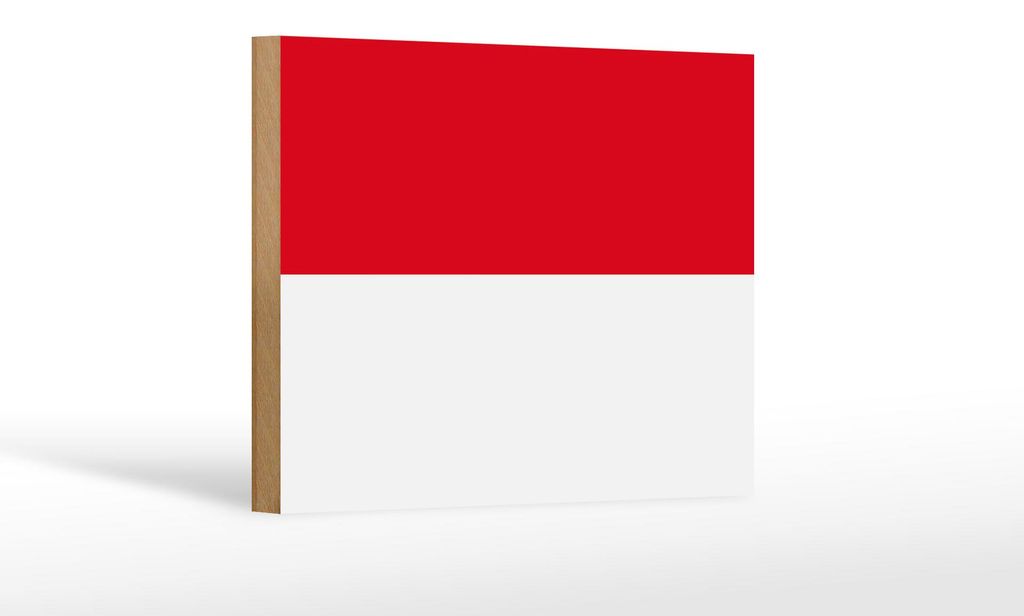 Holzschild Flagge Monacos 18x12 cm Flag of Monaco Dekoration