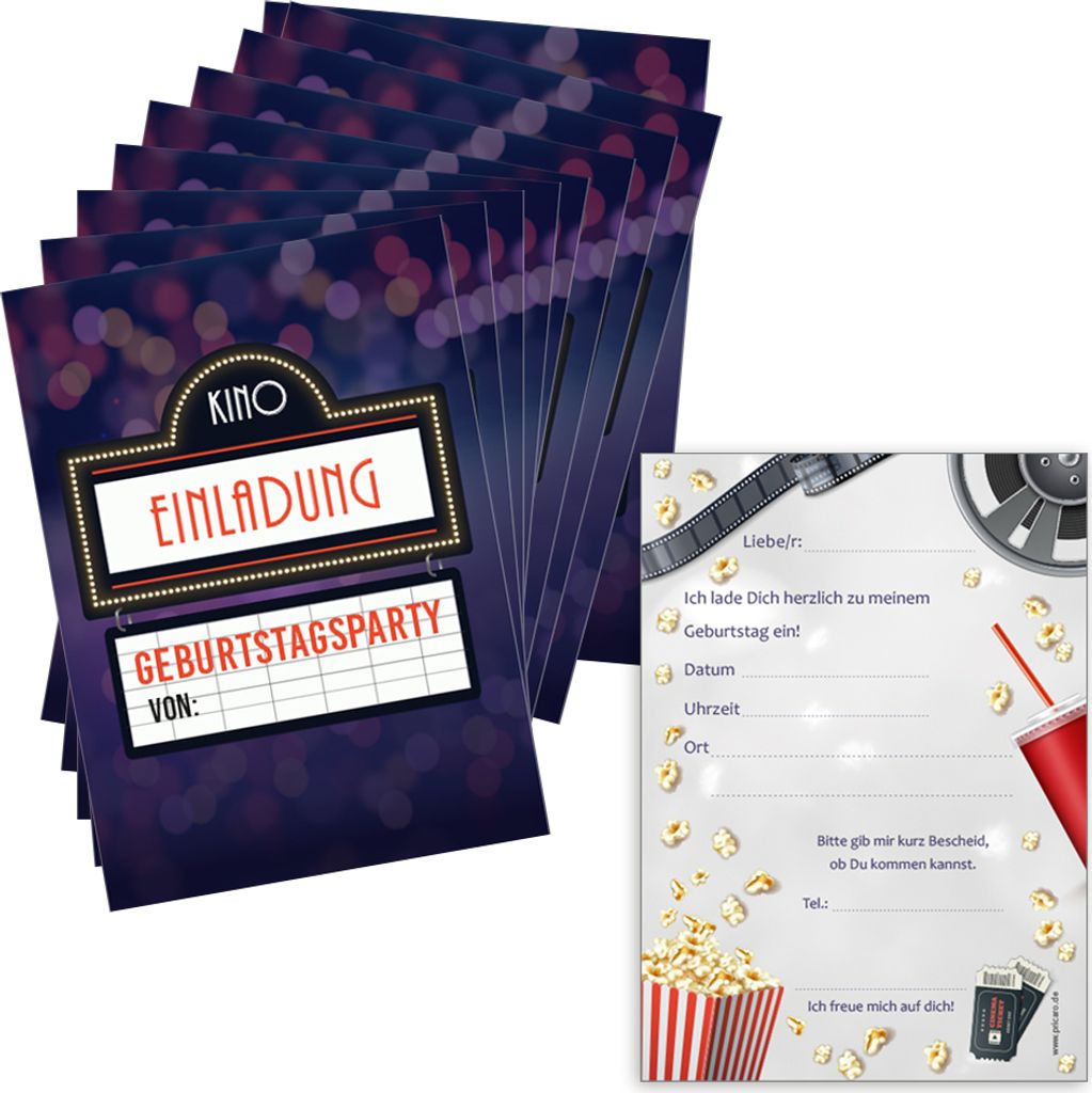 PRICARO Einladungskarten Kindergeburtstag, A6 "Kino", 10 Produktbild 